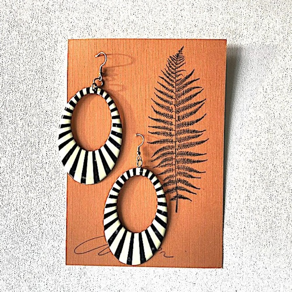 Oversized Zebra Print Oval Earrings